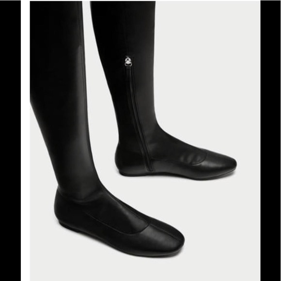 NWT Women’s Zara over knee black flat boot - Picture 6 of 8